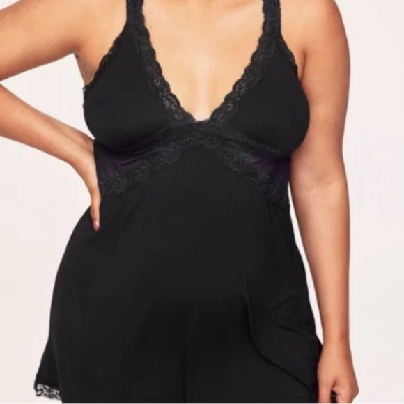 Cut Out Mesh Slip intimate Lounge Bedroom Black Dress Lace Trim - Picture 11 of 14